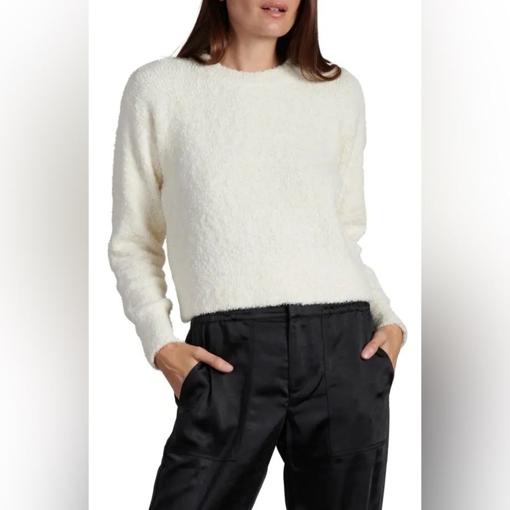 Sanctuary Cherish Cream Fuzzy Crewneck Long Sleeve Sweater XS Extra Small